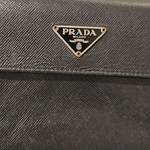 Prada Black Saffiano Leather Trifold Wallet - Picture 12 of 16